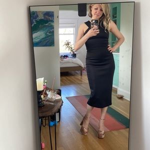 Ted Baker Black mid calf dress with rose gold zipper